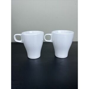 Set of 2 IKEA White Ceramic Stackable Coffee Tea Cups Mugs